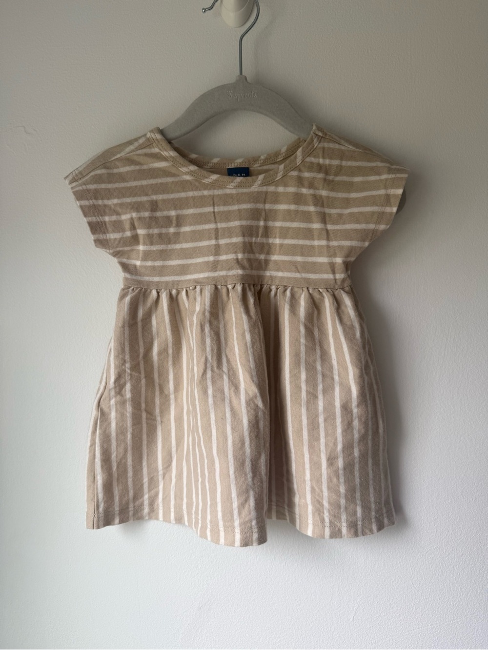 Old Navy Beige & White Striped Girls' Dress